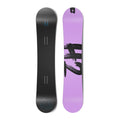 Top and bottom view of a Hydrogen collection snowboard with stylized molecular bond graphics